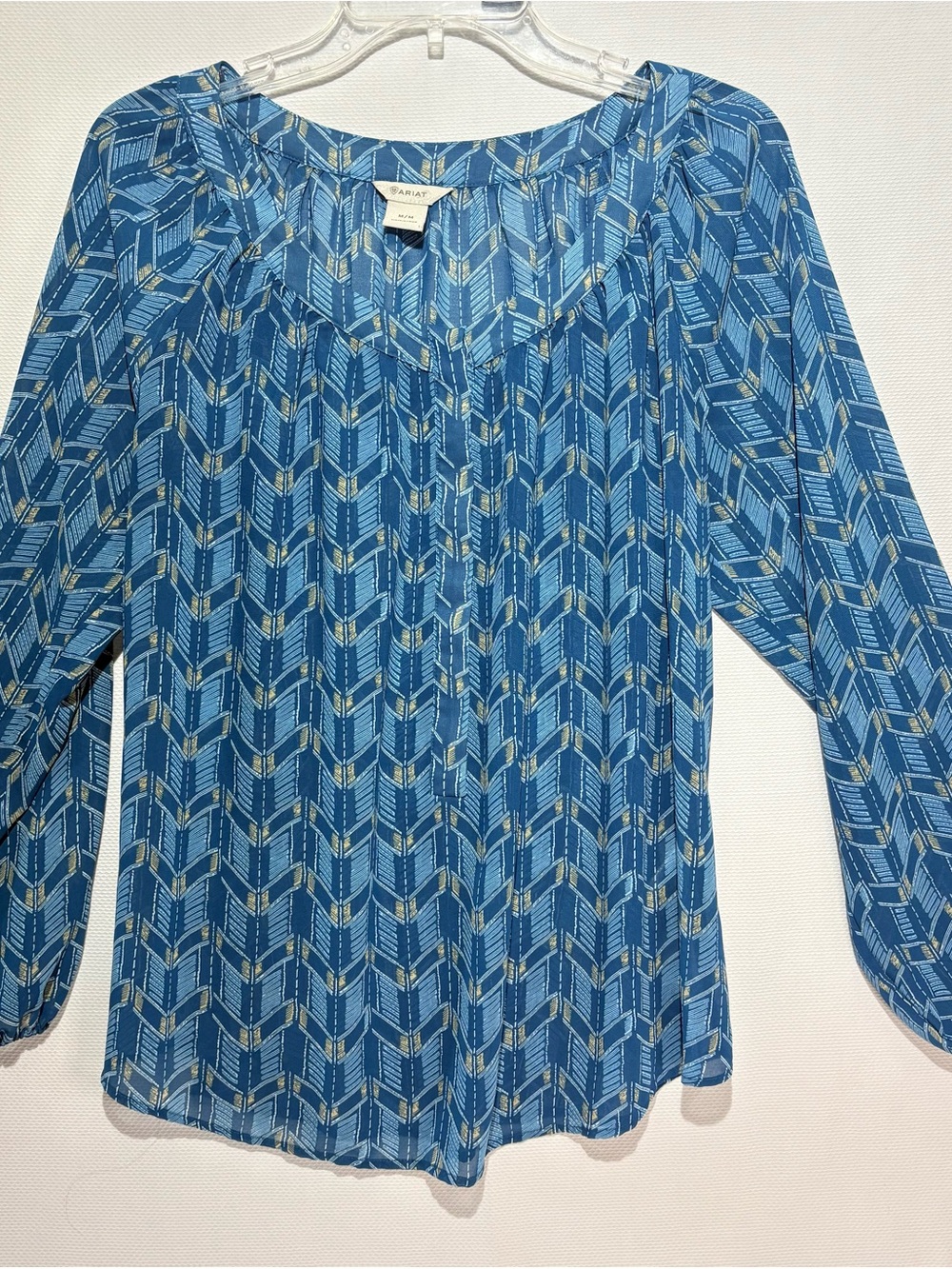 Ariat Blue Geometric Print Long-Sleeve Blouse